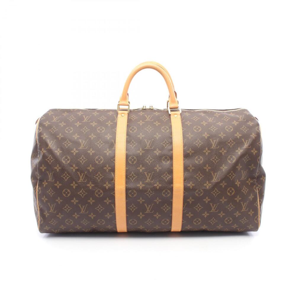 Louis Vuitton Keepall Monogram Boston Bag Canvas Leather Brown